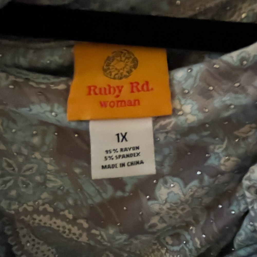 Ruby Rd. Blue And Gray Patterned Top - image 2